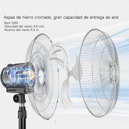 80W Silent Standing Fan with 3 Speeds and Oscillating Function, Diameter 45cm, Temperature Range 5 to 42 Degrees, Ce and Rohs Certified, Powerful and Efficient