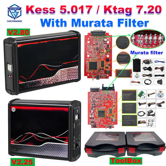 EU Red Kess V2 V5.017 KTAG 7.020 2.25 OBD2 Car Truck ECU Chip Tuning Repair Tool Online Unlimited Programmer with Murata Filter
