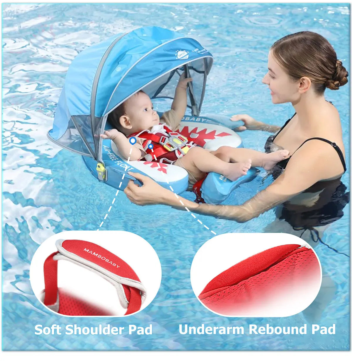 Mambobaby Baby Pool Float Vip 5 Dropshipping Blackproof Pool Mat For Infant Non-Inflatable Natation Buoy With Parasol Beach Toys