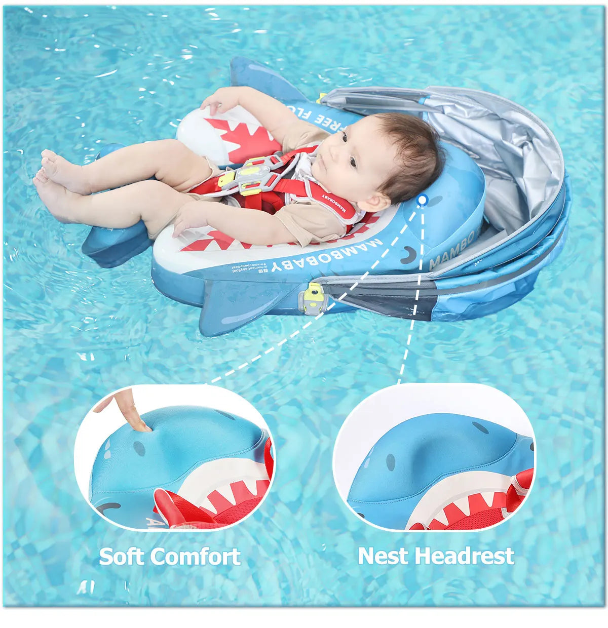 Mambobaby Baby Pool Float Vip 5 Dropshipping Blackproof Pool Mat For Infant Non-Inflatable Natation Buoy With Parasol Beach Toys