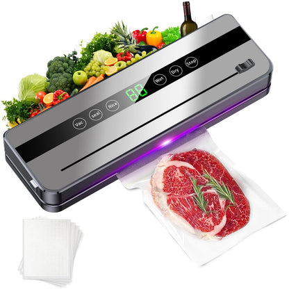 Food Vacuum Sealer Machine Dry Wet Food Vacuum Packaging Machine with UV Kitchen Food Storage Sealing Machine Built-in Cutter