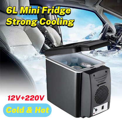 12V/220V Car Home 2-in-1 6L Car Small Refrigerator Mini Student Dormitory Home Heating and Cooling Box Cosmetics Breast Milk Insulin Refrigerator Silent