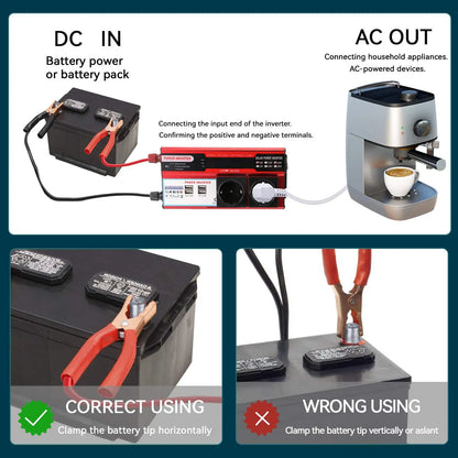 4000W 3000W Power Inverter DC 12V To AC 220V 230V Transformer with 4 USB EU Socket Charge with LED Display for RV Phone Car