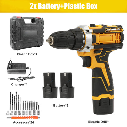 55N.M 10MM 23+1 Torque Brushless/Brushed (Yellow Kit) Electric Impact Drill Metal Ratchet Chuck Cordless Drill Electric Screwdriver DIY Power Tools
