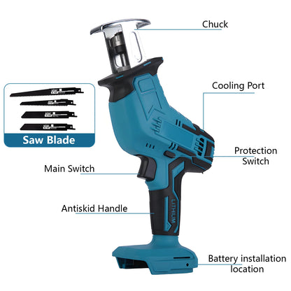 100mm Cordless Electric Reciprocating Saw 3000rpm Variable Speed Metal Wood Cutting Tool Electric Saw For Makita 18V Battery