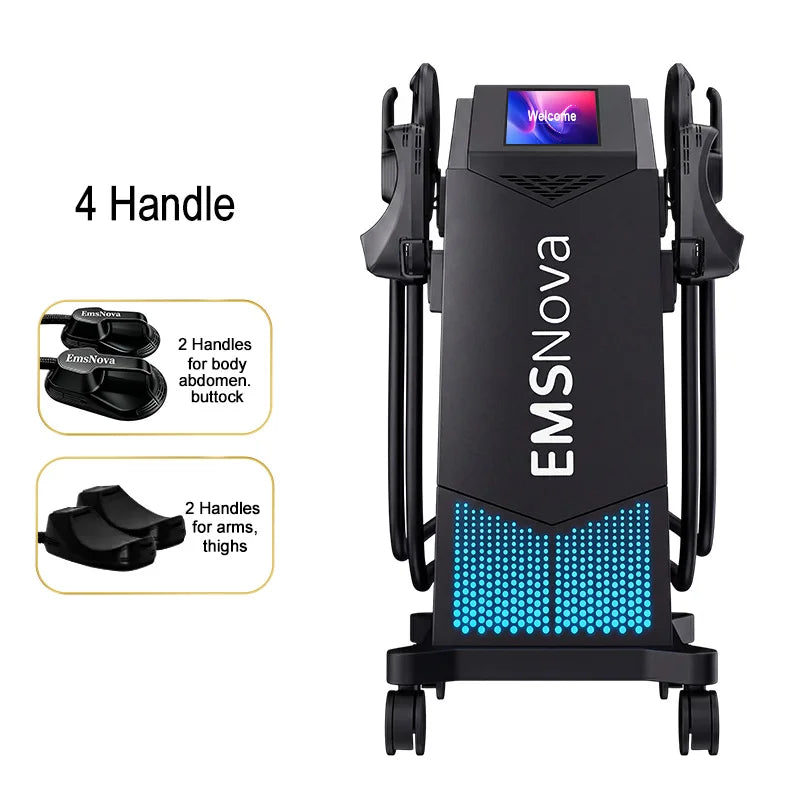 EMS 6500W HIEMT Sculpt 4Handles Non-invasive Fat Loss Muscle Build Butt Lift Skin Tighten Contour Machine 200HZ Peach Butt