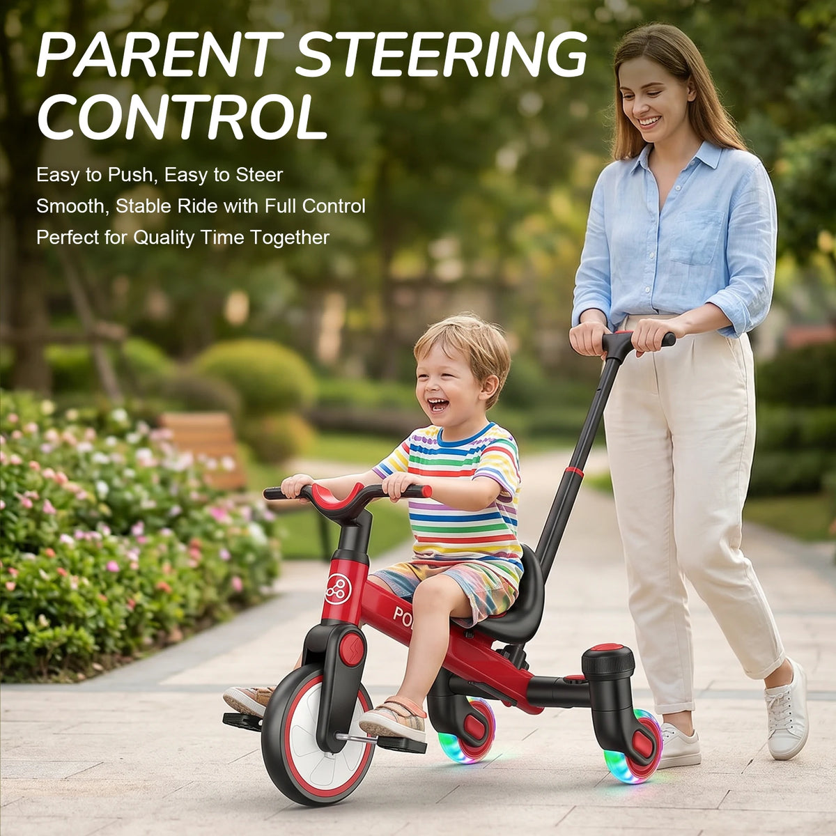 3-in-1 Toddler Tricycle for 1.5-5 Years Old Drift Trike Baby Balance Bike with 360° Spin Wheels Adjustable Seat Kids Tricycle