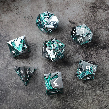 D&D Dice 7 Die Metal DND Dice Set, Weighted Metallic for Dungeons and Dragons Dice Set, Polyhedral D and D Dice Roleplaying Cube