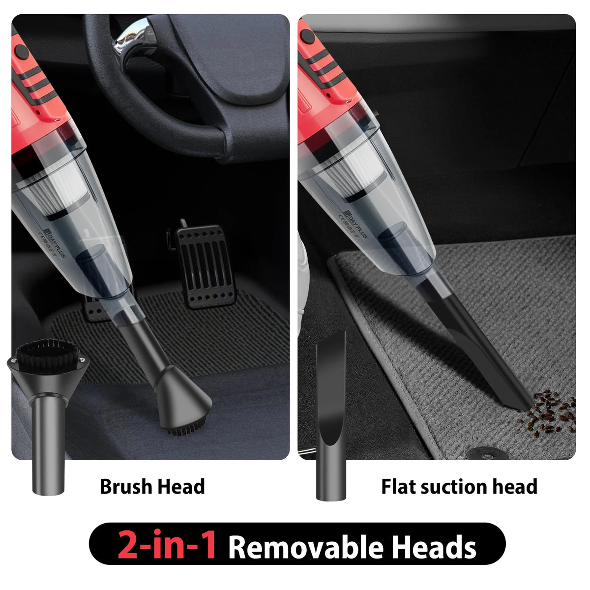 Cordless Vacuum Cleaner 2-in-1 Stick with LED Light, Lightweight Car & Home Use, for Hardwood Floors and Pet Hair Removal, Powerful Suction, Handheld Car Vacuum