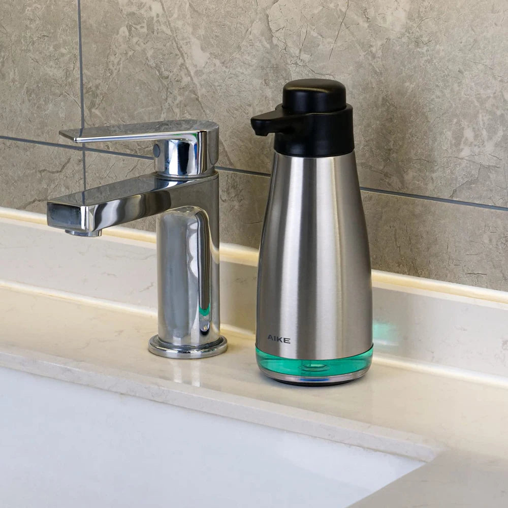 AIKE Stainless Steel Manual Soap Dispenser Pumps Liquid Soap Dispenser For Kitchen Dish Cleaning 450ML Hand Soap Dispenser