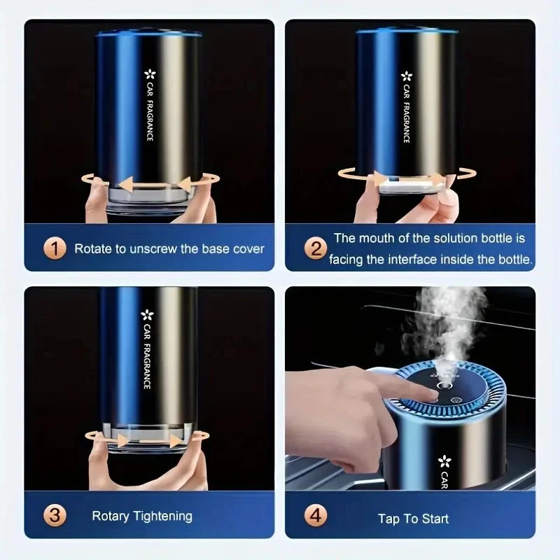 Car Intelligent Fragrance Machine, Automatic Spraying Function, Aluminum Alloy, Starry-Sky Ambient Light, Suitable for Car and Home