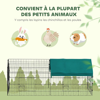 Steel Cage for Small Animals with Doors and Top Cover, for Rabbits, Chinchillas, Chickens, 185X75X75 Cm, Green