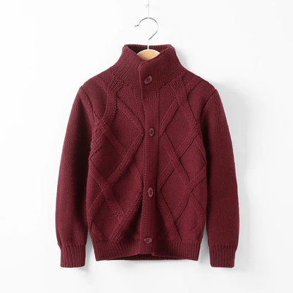 Winter Boys Sweater Kid Thick Knitted Bottoming Turtleneck Shirts Solid High Collar Cardigan High Quality Children Sweater