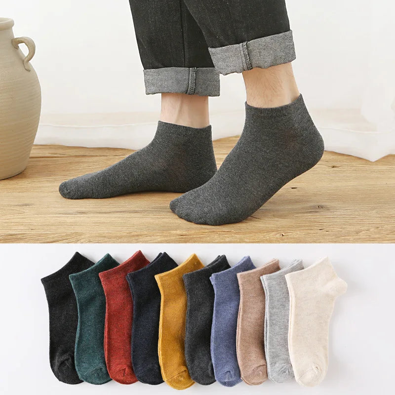 5/10 pairs Cotton Men Socks Pack Breathable Sock Set High Quality Short Socks Black Ankle Short Gift For Man Size 39-44 Sox sock