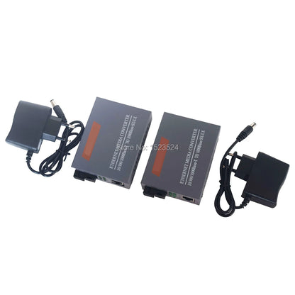 1 Pair HTB-GS-03 A/B Gigabit Fiber Optical Media Converter 1000Mbps Single Mode Single Fiber SC Port 20KM External Power Supply