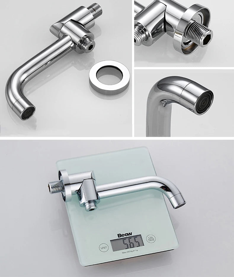 BECOLA Wall Mounted Faucet Spout Square and Round Brass Chrome/Black Spouts Waterfall Shower Faucet Accessories