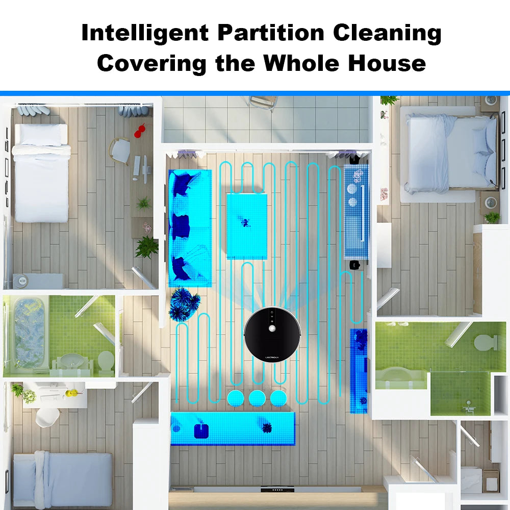 LIECTROUX/LILIN C30B Robot Vacuum Cleaner 6000Pa Suction, Map navigation with Memory,Wifi APP,Electric Water Tank,Wet Mop
