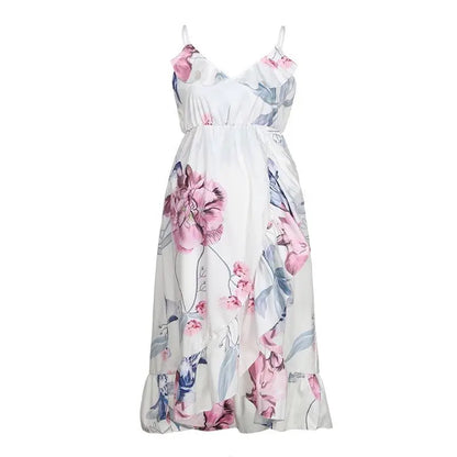 Maternity Dress Ruffled Pregnancy Clothes Print Maternity Clothes Elegant Loose Irregular Maternity Clothes Plus Size Maxi Dress
