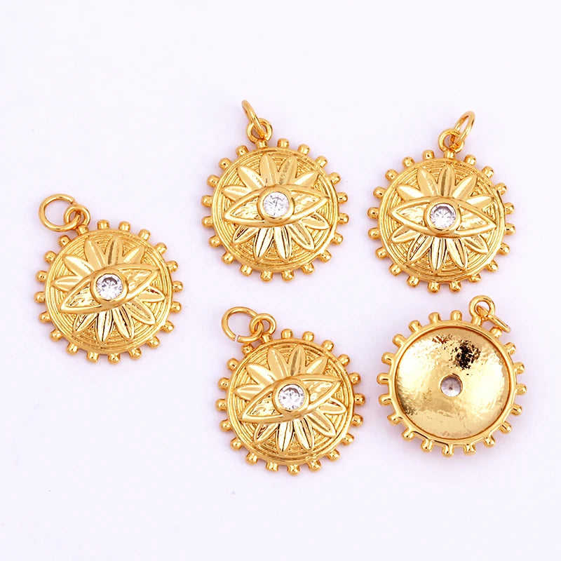 Sun Moon Star Space Celestial Compass Charm Pendant in Gold Colour , Jewelry Necklace Bracelet Making Supplies L93