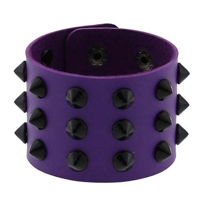 Gothic Punk Hip Hop Rock Spike Rivet Stud PU Leather Wristband Bracelet Bangle