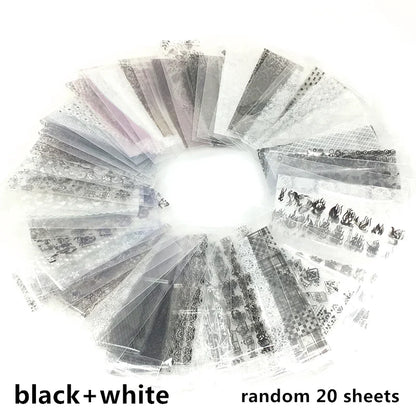 20 Rolls Halloween Nail Foils Gradient Transfer Paper Christmas Nail Art Stickers Stripe Floral Manicure Decals Nails Decoration