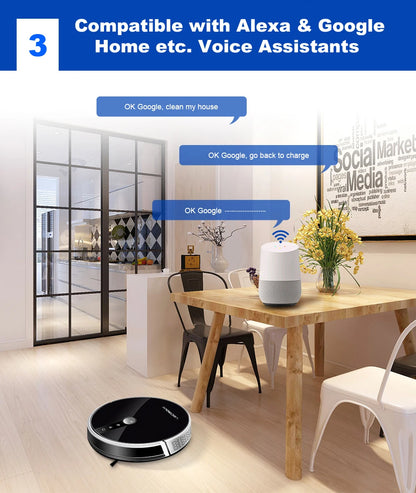 LIECTROUX/LILIN C30B Robot Vacuum Cleaner 6000Pa Suction, Map navigation with Memory,Wifi APP,Electric Water Tank,Wet Mop