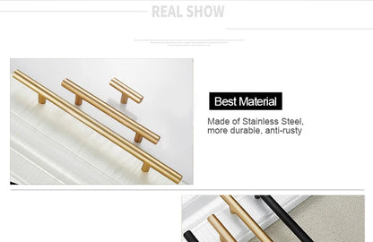 NAIERDI Brushed Gold Straight Door Handle Cabinet Handles Stainless Steel Black Kitchen Cabinet Knobs Furniture Hardware