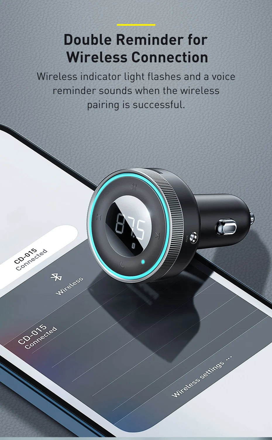 Baseus Car FM Transmitter 5.0 Bluetooth Car Charger Music Adapter 3.4A Dual USB MP3 Player Radio Handsfree Audio FM Modulato