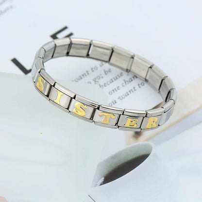 Hapiship 2024 New Fashion 26 English Letters Italian Charm Links Fit 9mm Stainless Steel Bracelet Making Women Jewelry DJ110
