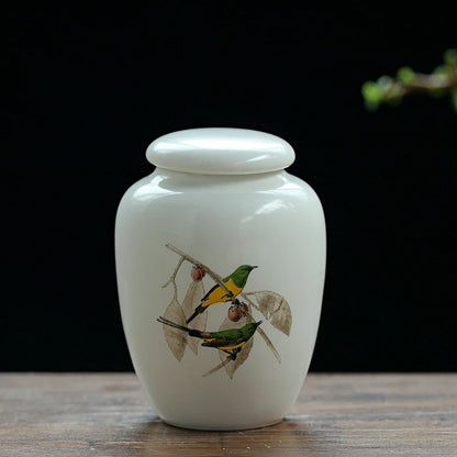 Mini White Ceramic Pet Ashes Urn Cremation Ash Holder Small Animal Pet Parrot Bird Funeral Memorial Casket Burial Urns Gift