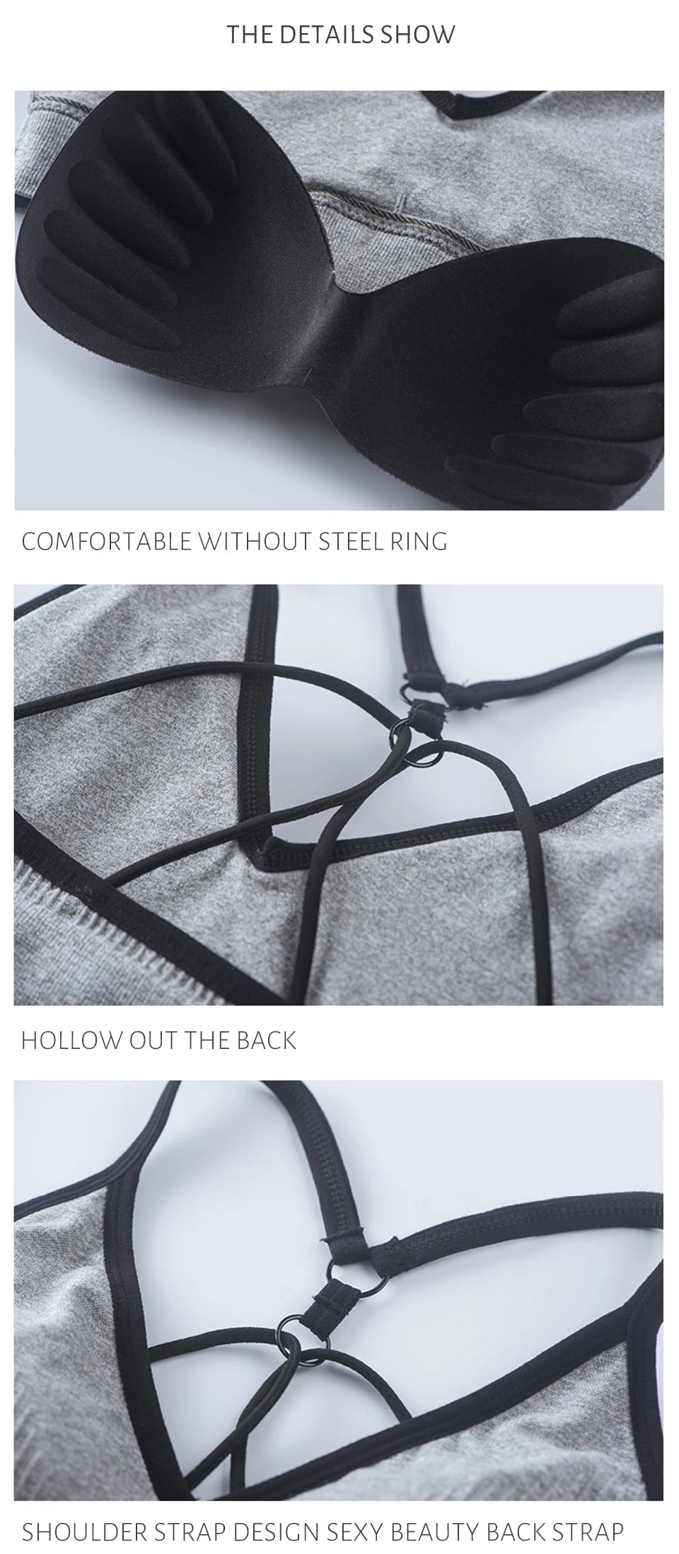 New Women's Cotton For Underwear Set Letter Sports Bra  Seamless Female Underwear Comfort No Steel Ring Suit Solid Color Chest
