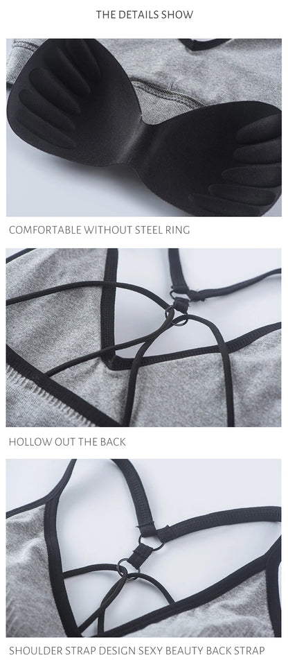 New Women's Cotton For Underwear Set Letter Sports Bra  Seamless Female Underwear Comfort No Steel Ring Suit Solid Color Chest