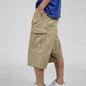 2025 Men Summer Multi-Pocket Baggy Cargo Cotton Calf Length Pants Casual Trouser Male Large Solid Color Shorts Plus Size Xl-6Xl