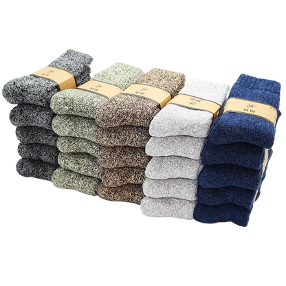 Winter Men's Merino Wool Socks Super Thick Warm High Quality Harajuku Retro Snow Casual Antifreeze Socks 5 Pair