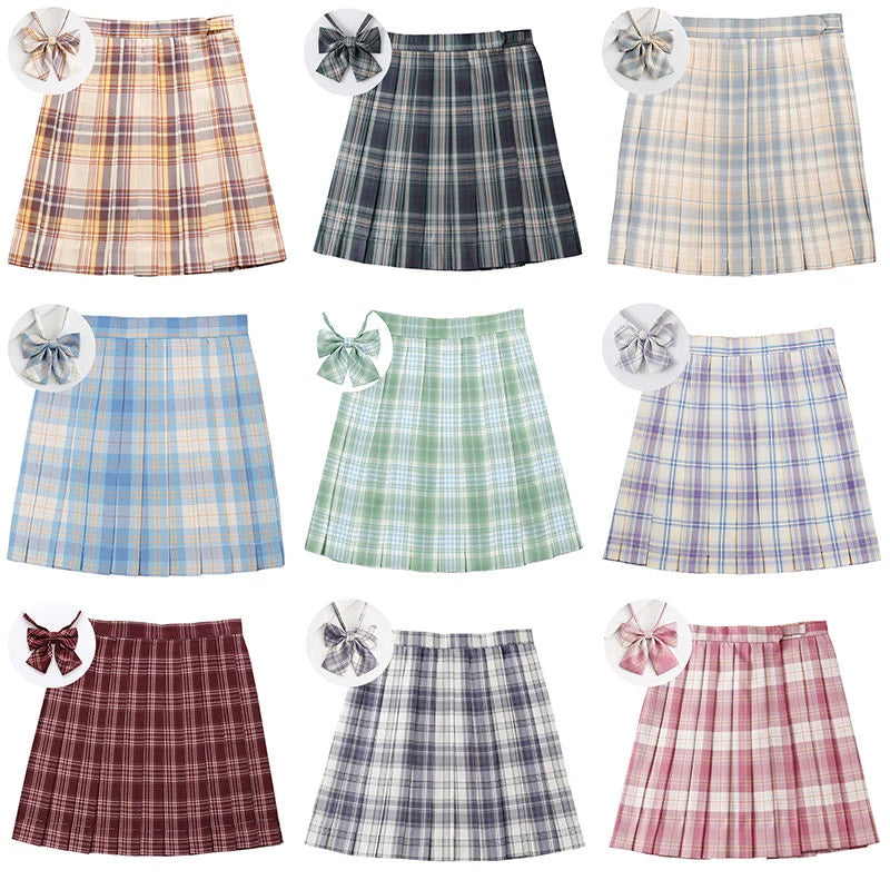 ZOKI Plaid Women Pleated Skirt Bow Knot Summer High Waist Preppy Girls Dance Mini Skirt Cute A Line Harajuku Sexy Japan Faldas