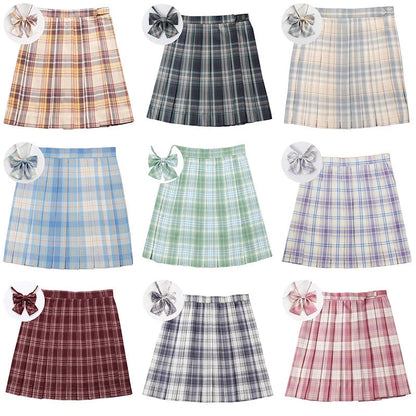 ZOKI Plaid Women Pleated Skirt Bow Knot Summer High Waist Preppy Girls Dance Mini Skirt Cute A Line Harajuku Sexy Japan Faldas