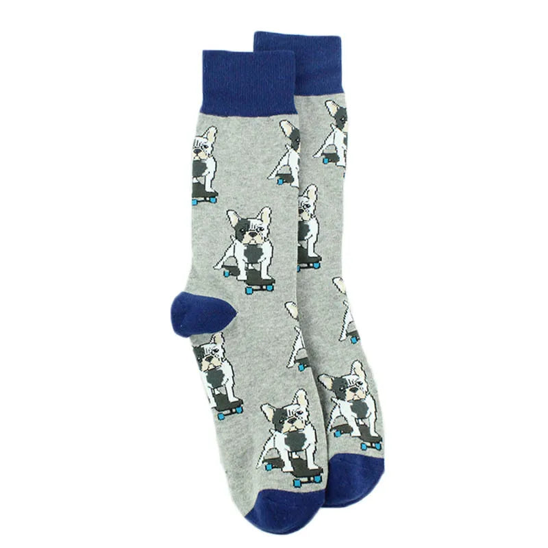 Animal Pug Elephant Lionu Funny Socks Men Chili Hamburg Pizza Crew Socks Harajuk Novelty Gift Sokken Unisex Skateboard Socks