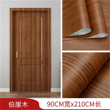 90x210cm/30X500cm Grey Wood Grain Wallpaper On The Door Adhesive  Furniture Refurbish Sticker Home Decor Wall Decal Door Sticker