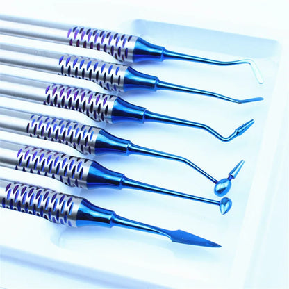 6pcs/set Dental Composite Resin Filling Spatula Titanium Plated Head Resin Filler Thick Handle Dentistry Instrument Material