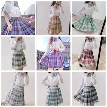 ZOKI Plaid Women Pleated Skirt Bow Knot Summer High Waist Preppy Girls Dance Mini Skirt Cute A Line Harajuku Sexy Japan Faldas