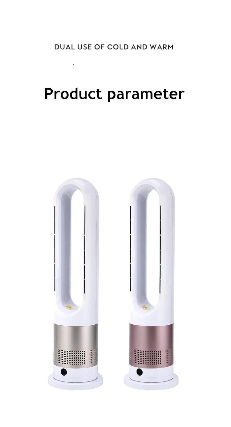 Bladeless Electric Tower Fan with Cold & Warm Air Cooling Standing Air Conditioner Heater with Timer Remote Control