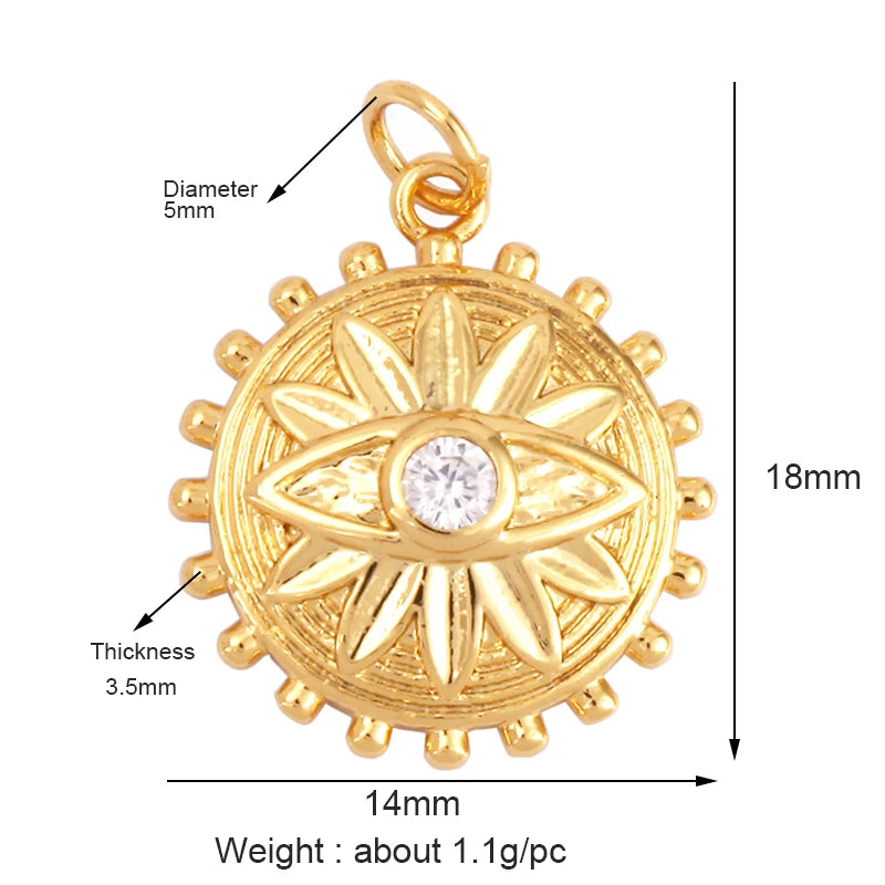 Sun Moon Star Space Celestial Compass Charm Pendant in Gold Colour , Jewelry Necklace Bracelet Making Supplies L93