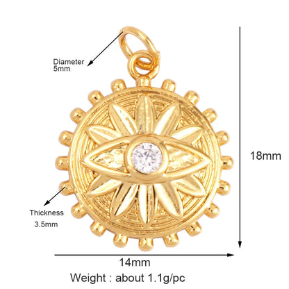 Sun Moon Star Space Celestial Compass Charm Pendant in Gold Colour , Jewelry Necklace Bracelet Making Supplies L93