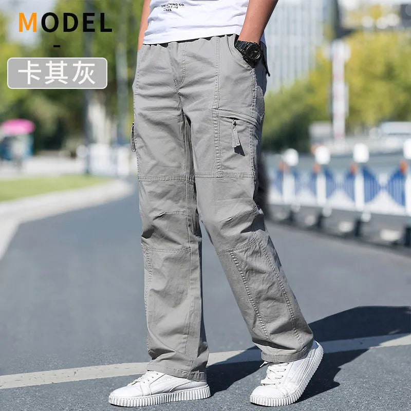 Men's Cargo Pants Loose Straight Pants Plus Size Clothing Work Wear Korean Japanese Joggers Homme Sports Cotton Casual Trousers