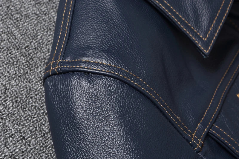 CC Shop Top.Y2K new classic casual slim fit genuine leather coat.quality fashion cowhide jacket.Young popular 557 style Denim