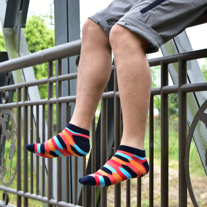 6 Pairs Men Novelty Fashion Colorful Casual Ankle Short Socks Harajuku Grid Space Cotton Happy Funny  Men Women Socks