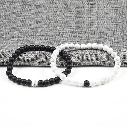 Hot Sale 2pcs/Set Couples Beaded Bracelets Tiger Eye Black Lava Natural Stone Beaded Bracelets Malachite Energy Elastic Jewelry
