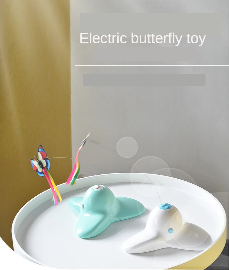 Electric Automatic Rotating Cat Toy Colorful Fluttering Butterfly Shape Funny Kitten Puppy Interactive Playing Toys Accessories