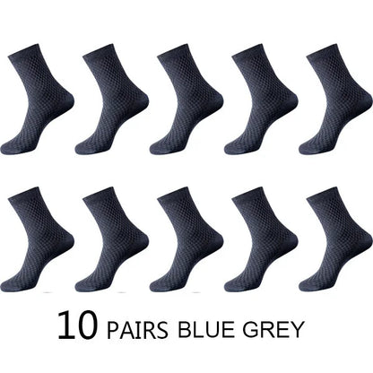 High Quality 10 Pairs/lot Men Bamboo Fiber Socks Men Breathable Compression Long Socks Business Casual Male Large size 38-45