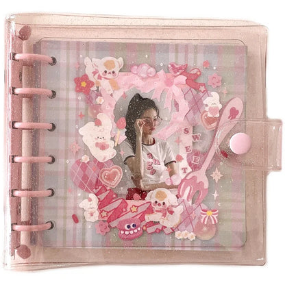 Sharkbang A7 Square Loose Leaf Diary Notebook Glitter Journals Agenda Planner PVC Binder Goo Card Book Gift Set Stationery